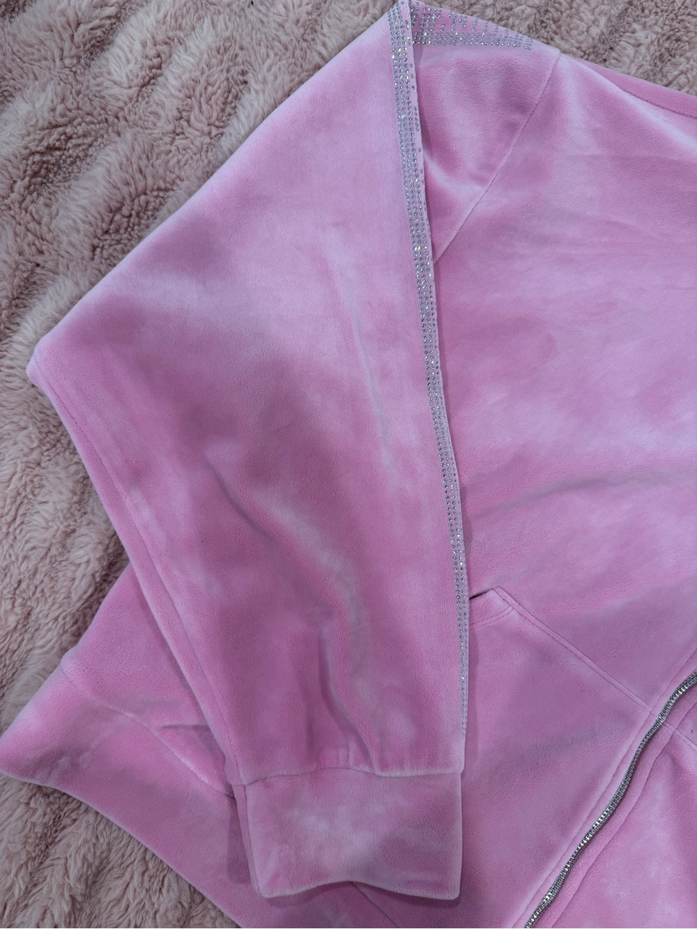 Juicy Couture Light Pink Velour Zip-Up Hoodie - Picture 3 of 5